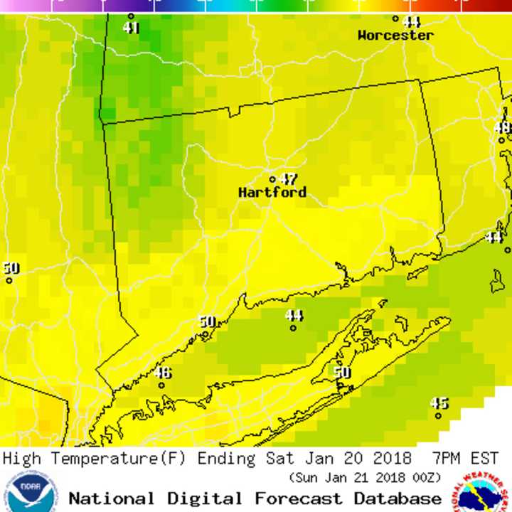 High temperatures are expected to be in the upper 40s or lower 50s this weekend in Fairfield County