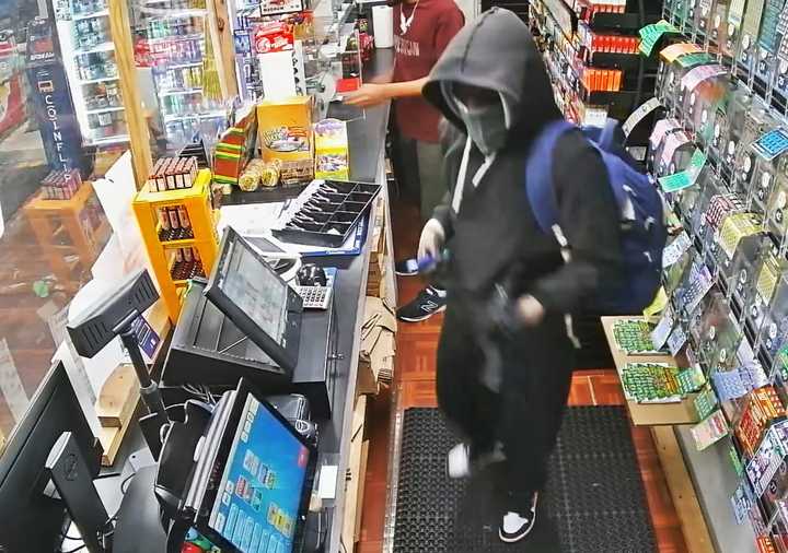 Surveillance video shows a suspect who robbed Andy’s Convenience, 420 Woburn St., in Tewksbury, on Sunday night.&nbsp;