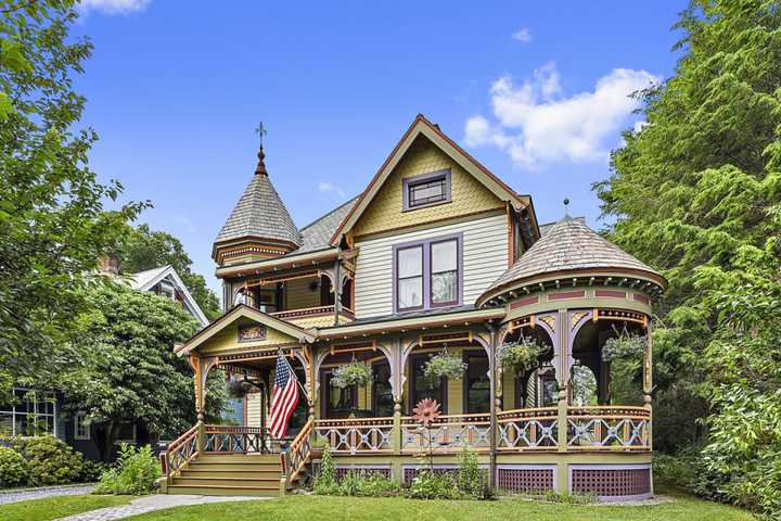 Colorful Bedford Home Features Royal Details