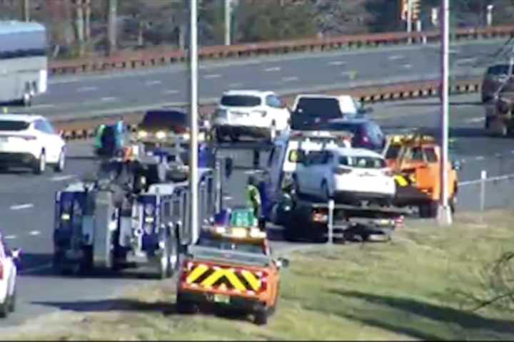 Crews Hoist Vehicle That Veered Off Garden State Parkway