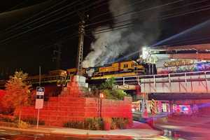 Overhead Rail Freight Train Engine Fire Delays Metro-North Line In Stamford