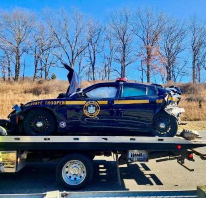 State Police Car Struck While Assisting Disabled Vehicle In Orange ...