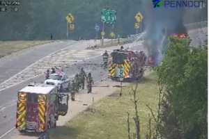 Truck Fire Closes Exit 89 At I-81, I-78 Interchange (Photos)