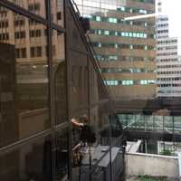 <p>A Twitter photo of man climbing Trump Tower with suction cups.</p>