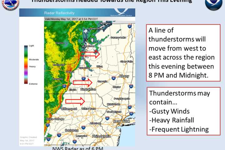 Line Of Thunderstorms Moving Toward Armonk