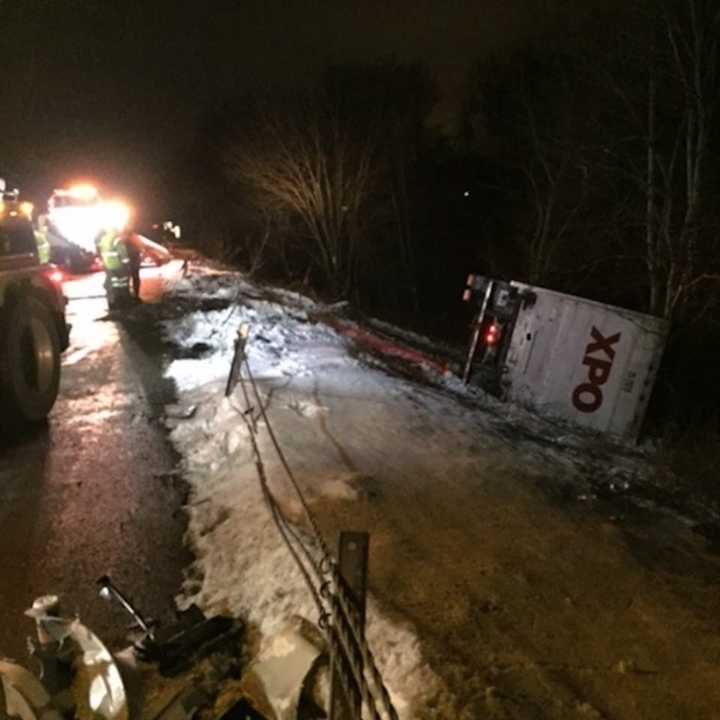 The crash involving the two tractor-trailers occurred between the Taconic State Parkway (Exit 16) and Lime Kiln Road (Exit 15) in Dutchess.