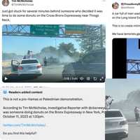 <p>A clip of a car doing donuts in the Bronx soon spread across the platform X, spreading a conspiracy that those involved were &quot;creating intimidation&quot; following the Hamas attacks.</p>