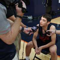 <p>Ty Jerome of New Rochelle, a former basketball star at Iona Prep, answers questions at the University of Virginia&#x27;s Media Day. Jerome is a freshman for the Cavaliers.</p>