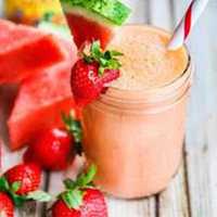 <p>Watermelon Strawberry Coconut Water Smoothie.</p>