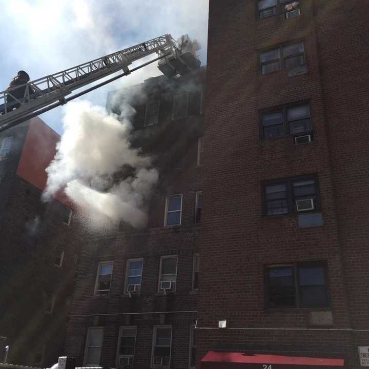 Yonkers firefighters were joined by four other departments as they battled a four-alarm blaze.