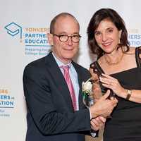 <p>Yonkers Partner in Education honoree Jeffrey Gittleman, of Chappaqua, and YPIE Executive Director Wendy Nadel, of Bedford.</p>