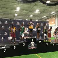 <p>Kyle Snow on the podium at the USA Track and Field Junior Olympics National Outdoor Championships.</p>