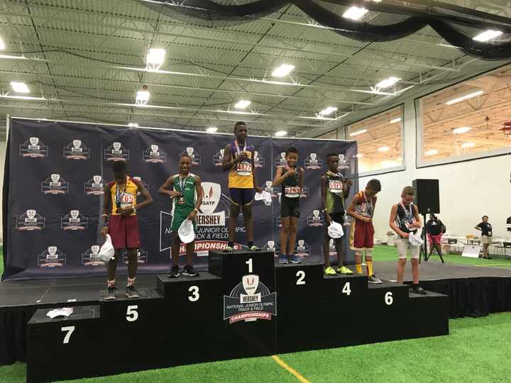 Kyle Snow on the podium at the USA Track and Field Junior Olympics National Outdoor Championships.