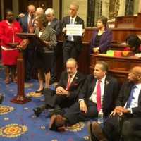 <p>Westchester County Congressman Eliot Engel sitting in on Wednesday night.</p>