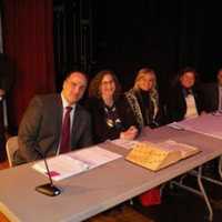 <p>Judges Sharon Kalman from the Paramus Public Library, Sheila Criscion – Maureen Cameron – Joseph Lupo from the Paramus Rotary Club</p>