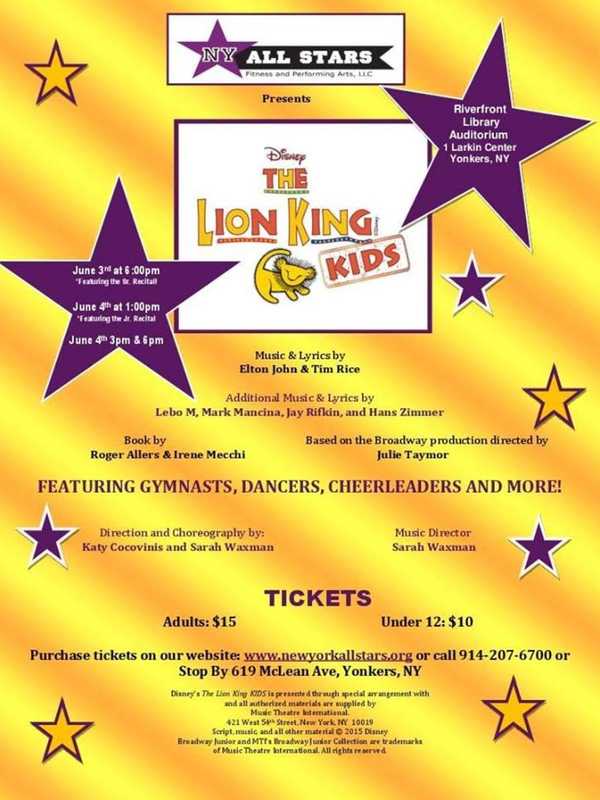 All Stars Fitness, Performing Arts In Yonkers Presents 'The Lion King KIDS'