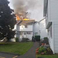 <p>Danbury firefighters battle a three-alarm fire.</p>