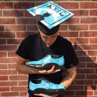 <p>The shoes and cap Christian Vasquez graduated Hasbrouck Heights High School with.</p>