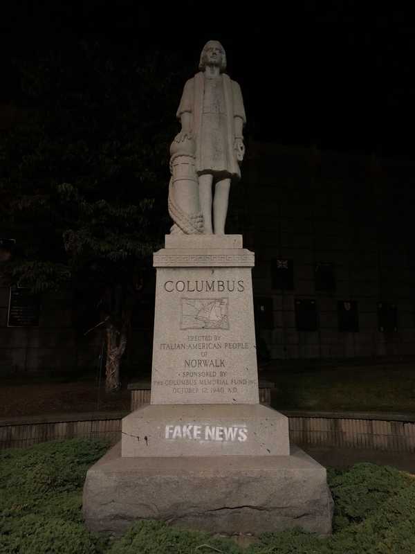 Christopher Columbus Statues In Norwalk, Bridgeport Defaced By Vandals