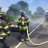 <p>Fire crews from the Norwalk Fire Department worked quickly to knock down the flames.</p>