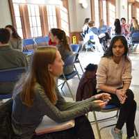 <p>During the joint class, the students – who are required to complete a community service project during their second semester – discussed a variety of volunteer opportunities that are available in the area and how they could make a difference.</p>