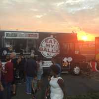 <p>A crowd at the Eat My Balls food truck.</p>