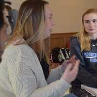 <p>Bronxville High School students hosted a group of Sarah Lawrence College students to discuss a variety of volunteer opportunities in the area.</p>