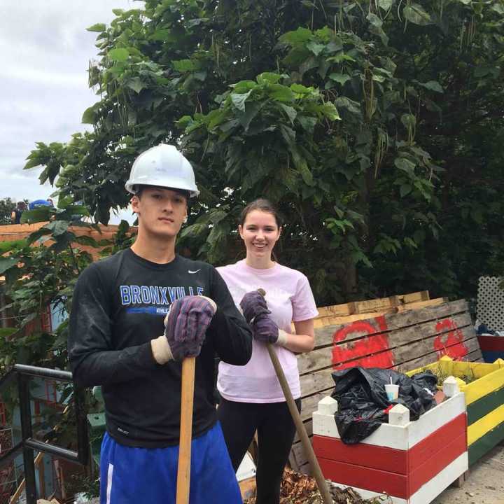 Members of the Bronxville High School Habitat for Humanity Club spent a busy Saturday rebuilding a pair of homes for Veterans in Yonkers.