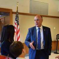 <p>New Bronxville Schools Superintendent Roy Montesano met with members of the Bronxville community during a meet-and- greet reception.</p>