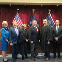<p>Eastchester Town Clerk Linda Laird, Councilman Glenn Bellitto, Judge Janet Calano, Supervisor Anthony S. Colavita, Judge Fred Salanitro, Councilman Joe Dooley, Councilwoman Theresa Nicholson and Receiver of Taxes Rocco Cacciola.</p>
