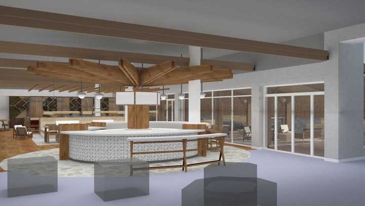 An artist&#x27;s rendering of the open spaces that will be featured when Barnes and Noble returns to Eastchester.