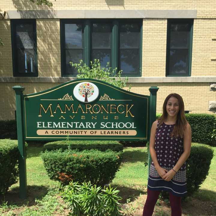 Ana Rodriguez outside Mamaroneck Avenue School where she&#x27;ll be teaching in September.