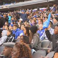 <p>Passaic Tech fans cheer on the football team against Ridgewood in the state finals Saturday, Dec. 5 at MetLife Stadium. </p>