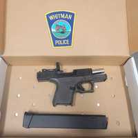 <p>Whitman Police confiscated a gun, magazine and ammunition Wednesday after a pursuit of two motorcycles on Route 18.</p>