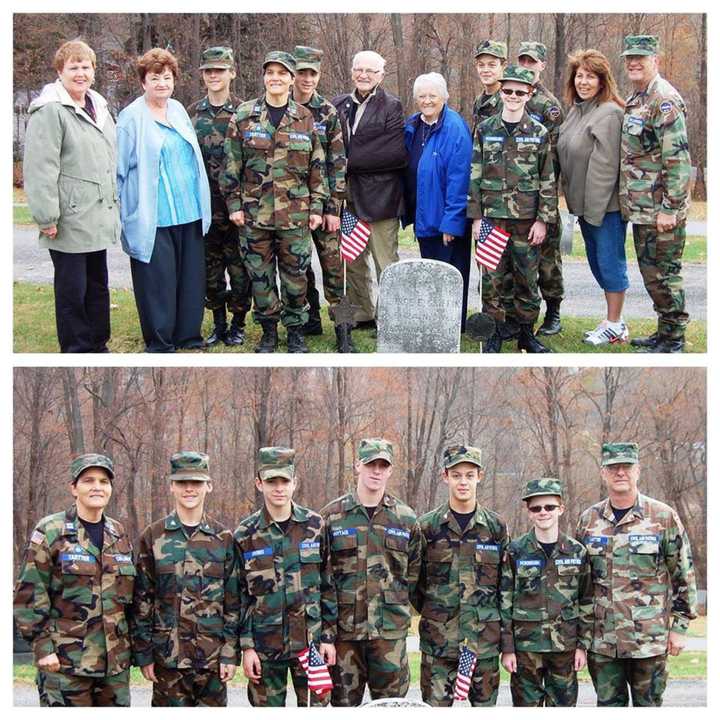 Thom Usher, the Cadets and the Independence Bellies (DAR) placed flags on the veterans gravesites in Beekman.