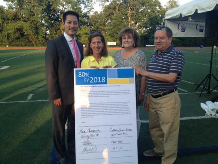 From left to right: Daren Wu, CMO, Open Door; Lindsey Farrell, CEO, Open Door; Lea Cassarino, Hudson Valley Cancer Services Program Director; Alvaro Carrascal, VP of Health Systems for the American Cancer Society in New York.