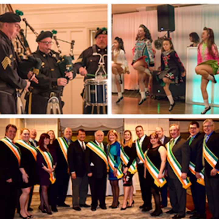 The Sound Shore St. Patrick’s Day Parade Committee with County Executive George Latimer and the 2018 Grand Marshal, Raymond “Doc” Kiernan and his official aides,:Sue, Shea, Dennis and Rory Kiernan.