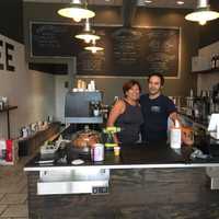 <p>Laurent and Sandra Mesguich, owners of Salome Cafe.</p>