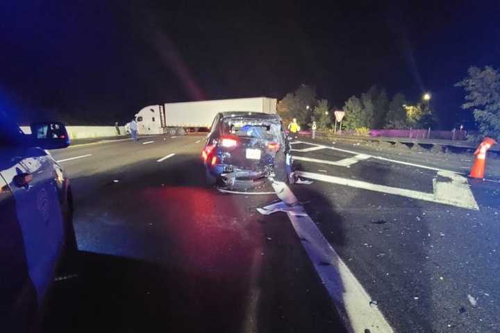 Massachusetts State Police Cruiser Struck By Tractor-Trailer