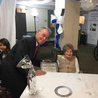 <p>Rockland County Executive Ed Day presents Laura Nochomovits with an Award of Excellence.</p>