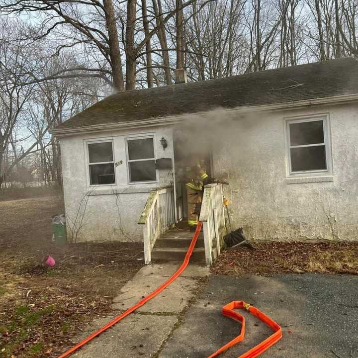 Firefighters battling the bedroom blaze in Harford County