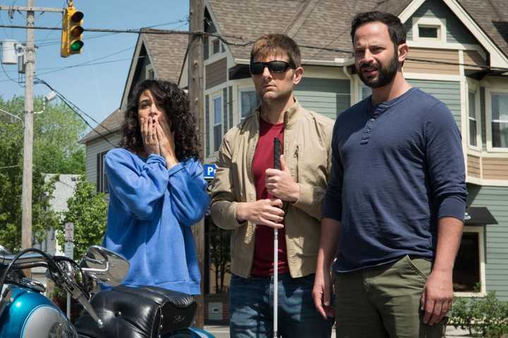 A scene from &quot;My Blind Brother,&quot; starring Rye native Nick Kroll, far right.