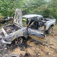 <p>The engine went up in flames on Walnut Bottom Road in Garrett County.</p>