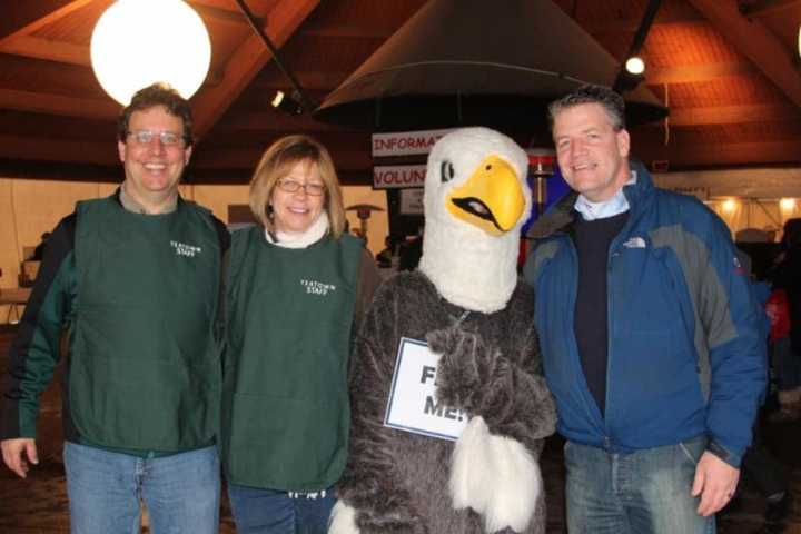 State Sen. Terrence Murphy, (right) with EagleFest mascot, is partnering with Teatown Lake Reservation to sponsor the 2017 EagleFest.