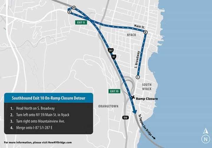 Ramp and lane closures planned for upcoming work on old Tappan Zee Bridge.