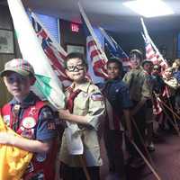 <p>Rutherford boy scouts and cub scouts participated in a Flag Day ceremony.</p>