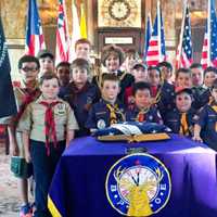 <p>Rutherford boy scouts and cub scouts participated in a Flag Day ceremony.</p>