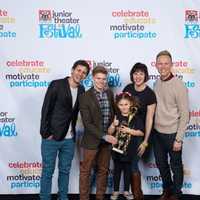 <p>Tony-nominated composer Benj Pasek, Broadway performer Andrew Keenan-Bolger, New York All Stars Fitness and Performing Arts student Lili Link, New York All Stars Fitness and Performing Arts educator Sarah Waxman accepting the award for group.</p>