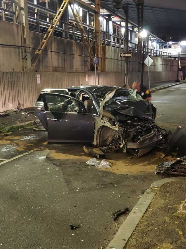 Woman Critical After Crashing Into Wall Near Train Station