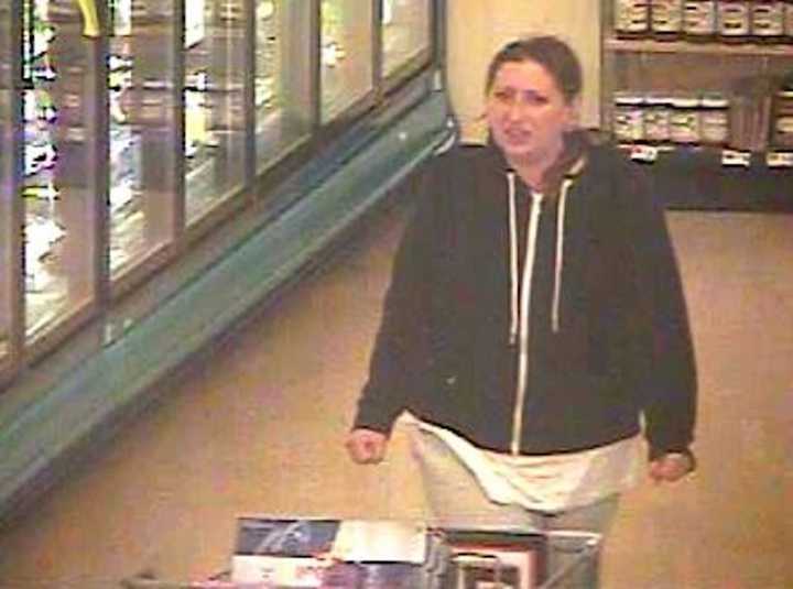 Suffolk County Police are looking a woman seen on surveillance camera they allege stole groceries from a supermarket.